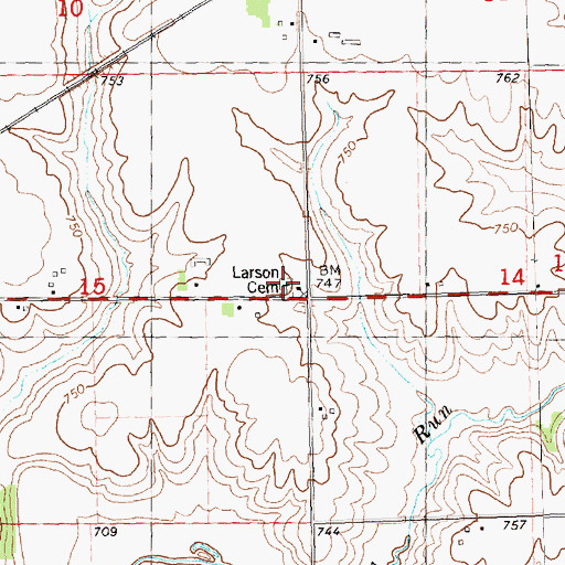 Topographic Map of Larson Cemetery, IL