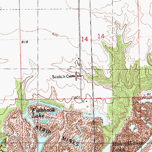 Topographic Map of Old Scotch Cemetery, IL