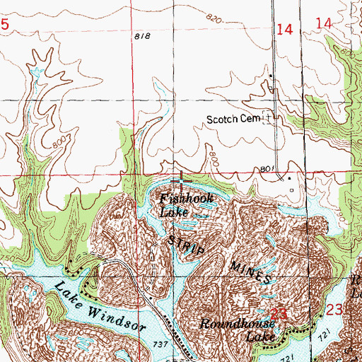 Topographic Map of Fishhook Lake, IL