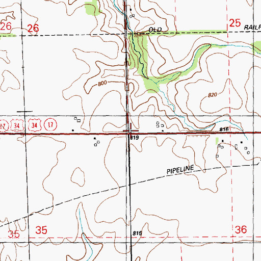 Topographic Map of Brown School (historical), IL