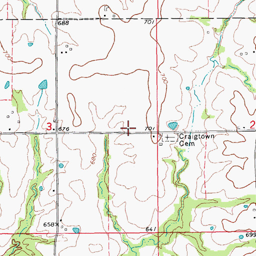 Topographic Map of Craigtown School (historical), IL