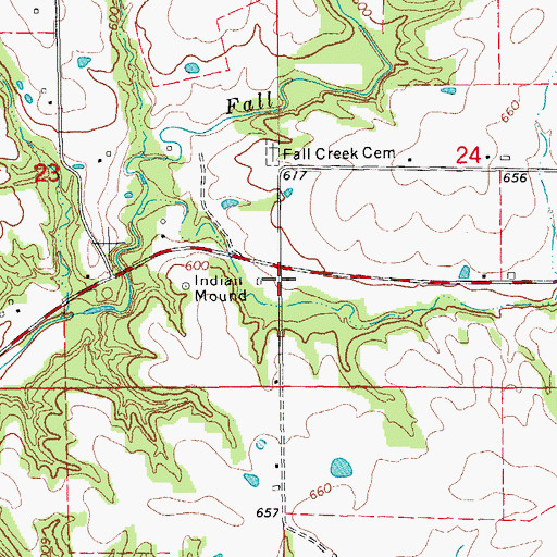 Topographic Map of Fall Creek School (historical), IL