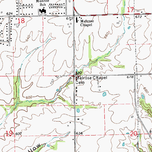 Topographic Map of Hickory Grove School (historical), IL
