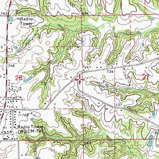 Topographic Map of Franklin School (historical), IL