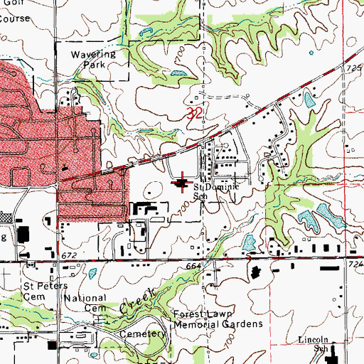 Topographic Map of Saint Dominic School, IL