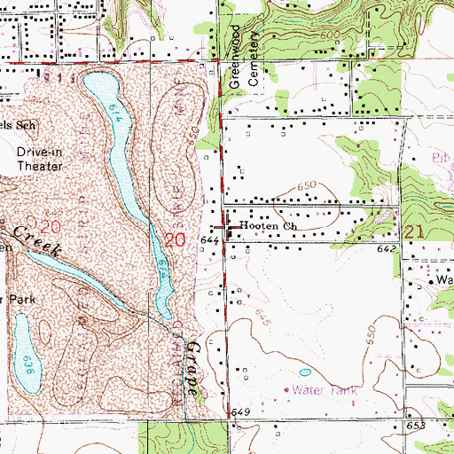 Topographic Map of Hooten Church of Christ, IL