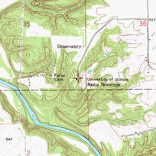 Topographic Map of University of Illinois Radio Telescope, IL