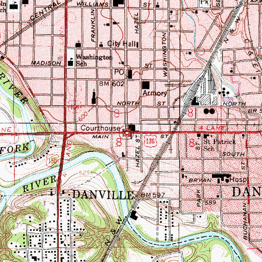 Topographic Map of Vermilion County Courthouse, IL