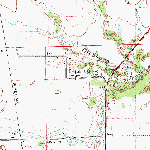 Topographic Map of Pleasant Grove School (historical), IL