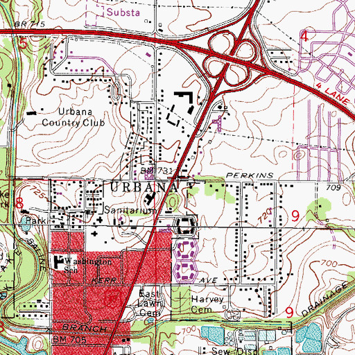 Topographic Map of Perkins School (historical), IL