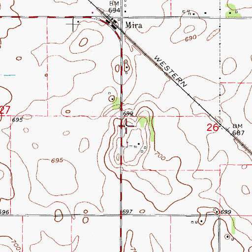 Topographic Map of Silver School (historical), IL
