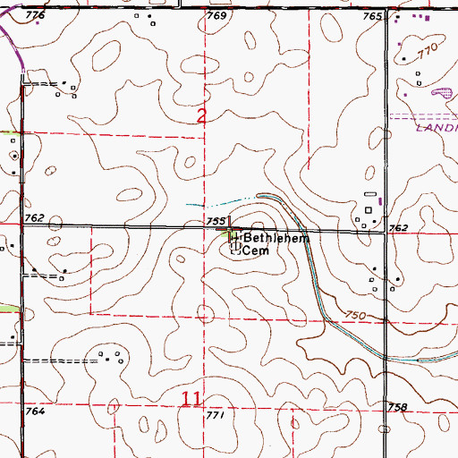 Topographic Map of Bethlehem Church (historical), IL