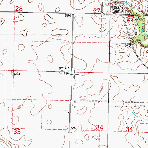 Topographic Map of Morain School (historical), IL