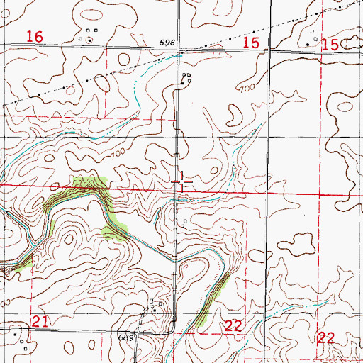 Topographic Map of Pleasant Falls School (historical), IL