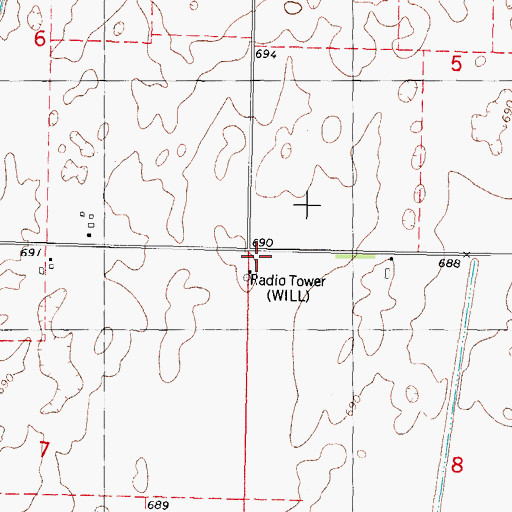 Topographic Map of Excelsior School (historical), IL