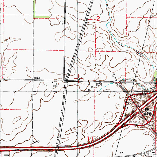Topographic Map of Stringtown School (historical), IL