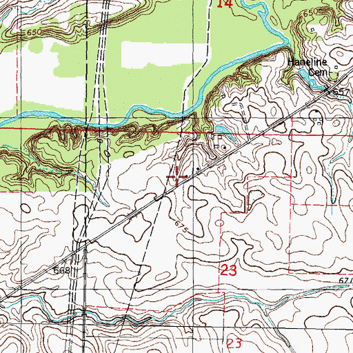 Topographic Map of Haneline School (historical), IL