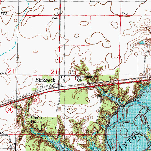Topographic Map of Centenary Church, IL