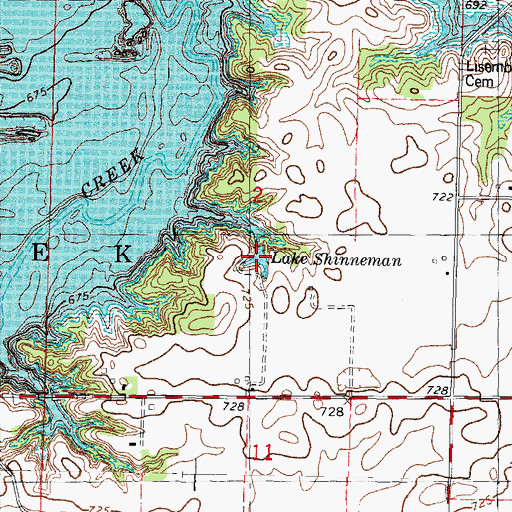 Topographic Map of Lake Shinneman, IL