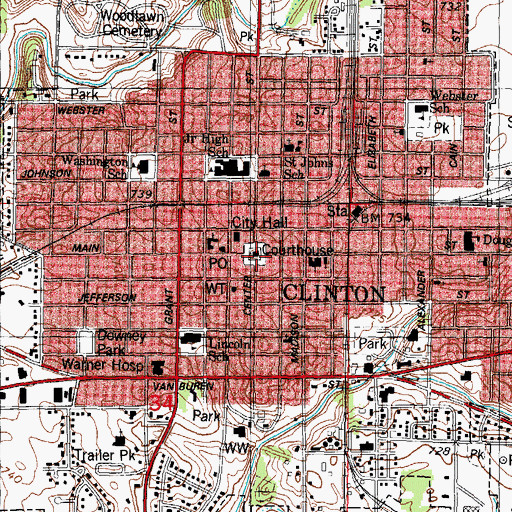 Topographic Map of De Witt County Courthouse, IL