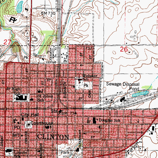 Topographic Map of Webster Elementary School, IL
