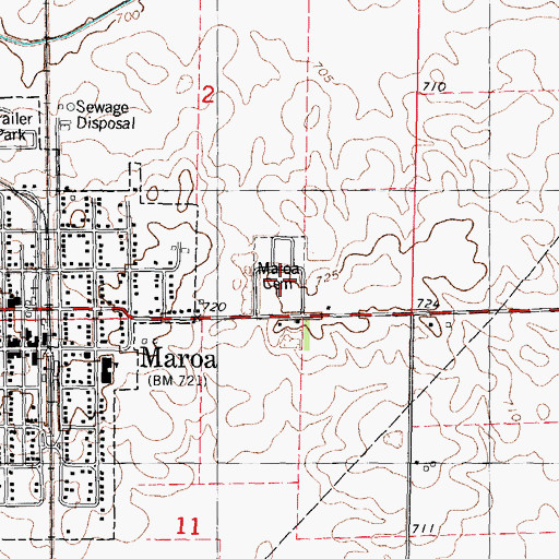 Topographic Map of Maroa Cemetery, IL