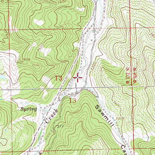 Topographic Map of Sawmill Canyon, CO