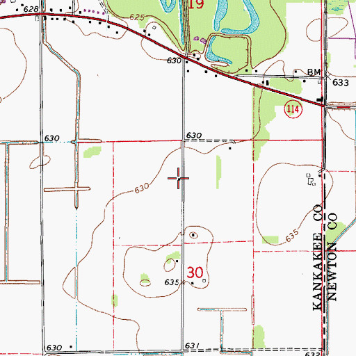 Topographic Map of Ainsworth School (historical), IL