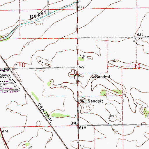 Topographic Map of Baker School (historical), IL