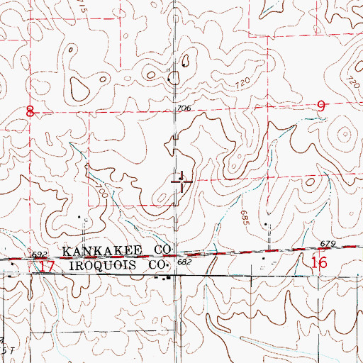 Topographic Map of Beardsley School (historical), IL