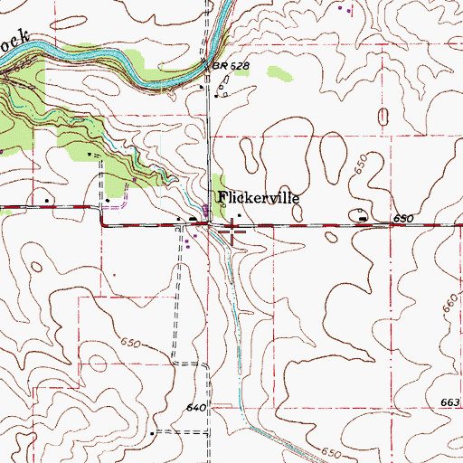 Topographic Map of Flickerville School (historical), IL