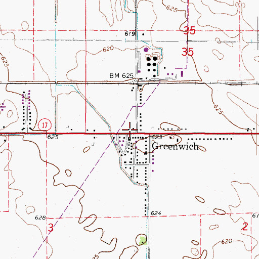 Topographic Map of Hawkins School (historical), IL