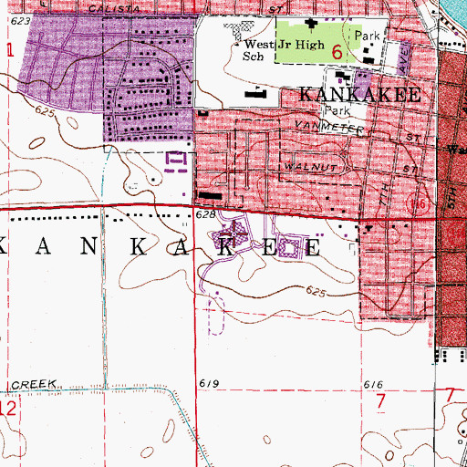 Topographic Map of Kankakee High School, IL