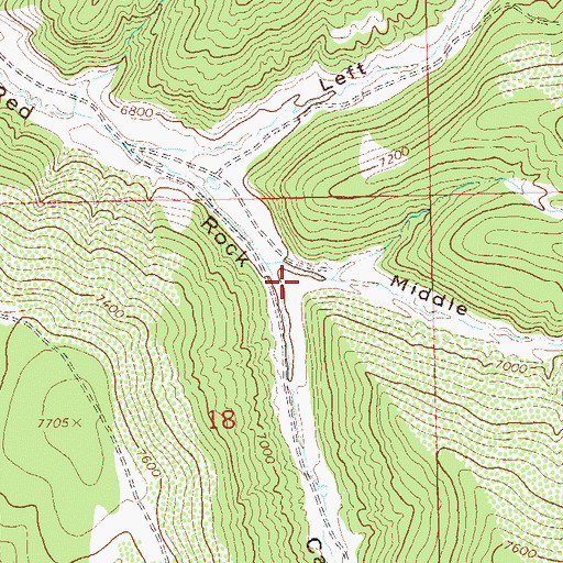 Topographic Map of Middle Fork Red Rock Canyon, CO