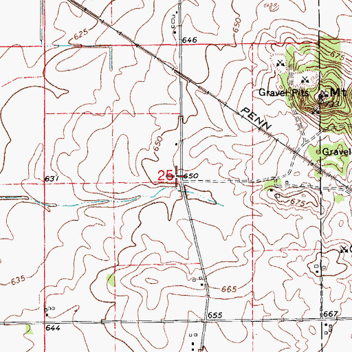 Topographic Map of Mount Langham School (historical), IL