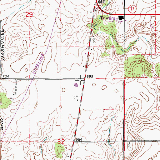Topographic Map of Point School (historical), IL