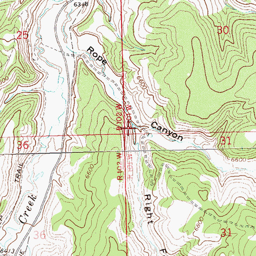 Topographic Map of Right Fork Rope Canyon, CO