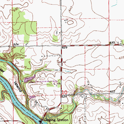 Topographic Map of Sugar Island School (historical), IL