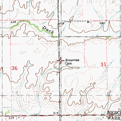 Topographic Map of Brownlee Cemetery, IL