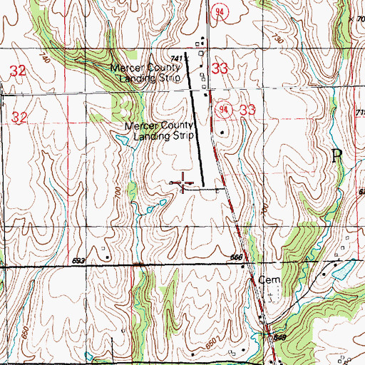 Topographic Map of Mercer County Farm (historical), IL