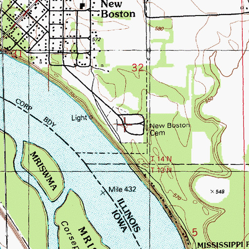 Topographic Map of New Boston Cemetery, IL