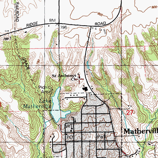 Topographic Map of Saint Anthonys Church, IL