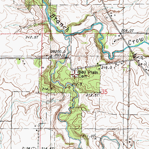 Topographic Map of Bell Plain Baptist Cemetery, IL