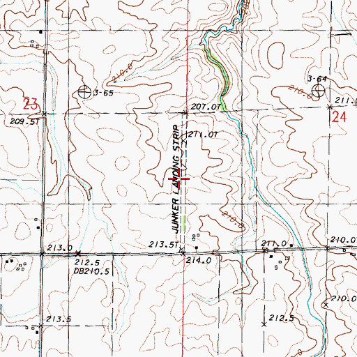 Topographic Map of Junker Landing Strip (historical), IL