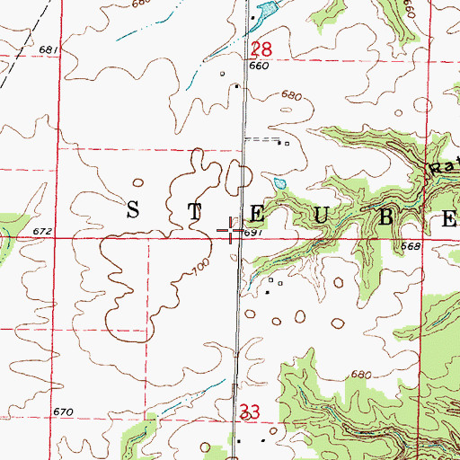 Topographic Map of Pleasant Grove School (historical), IL
