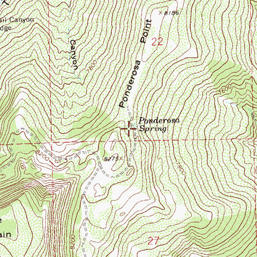 Topographic Map of Ponderosa Spring, CO