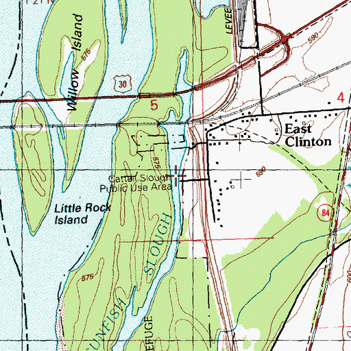 Topographic Map of Cattail Slough Public Use Area, IL