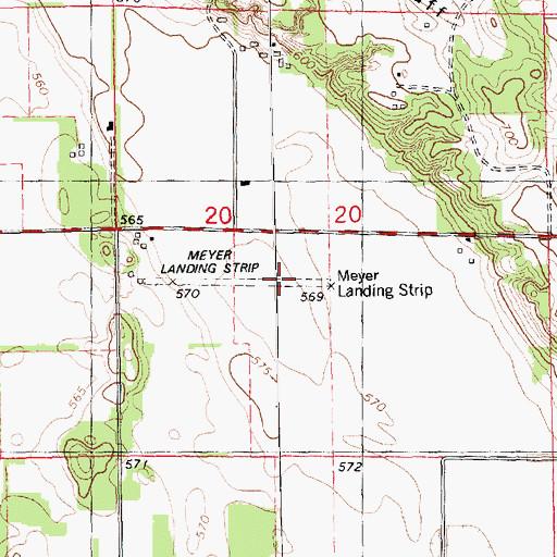 Topographic Map of Meyer Landing Strip (historical), IL