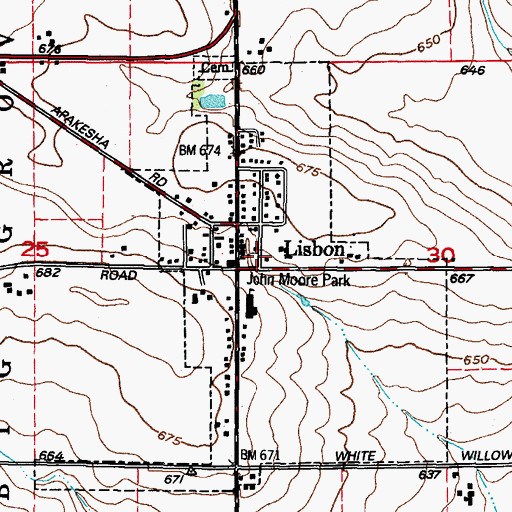 Topographic Map of John Moore Park, IL