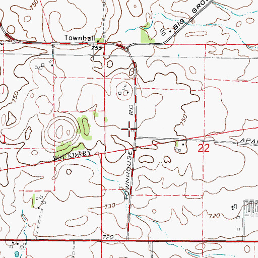 Topographic Map of Naden School (historical), IL